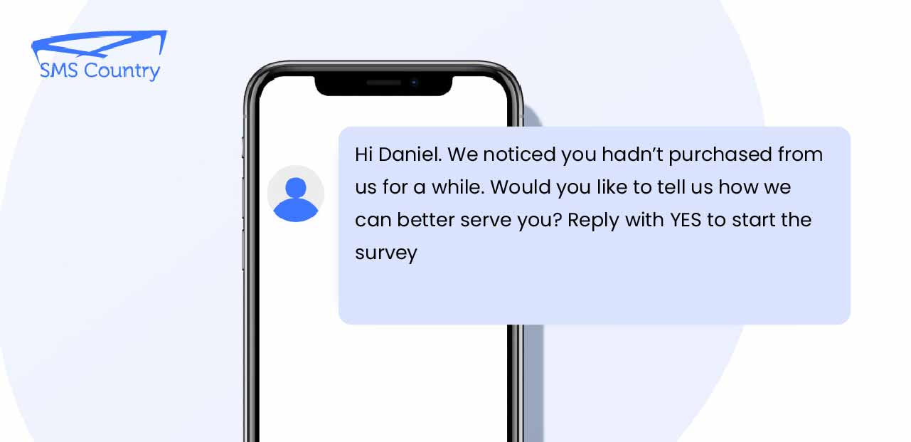 SMS surveys for churn | A mobile screen displaying  SMS surveys for churn template