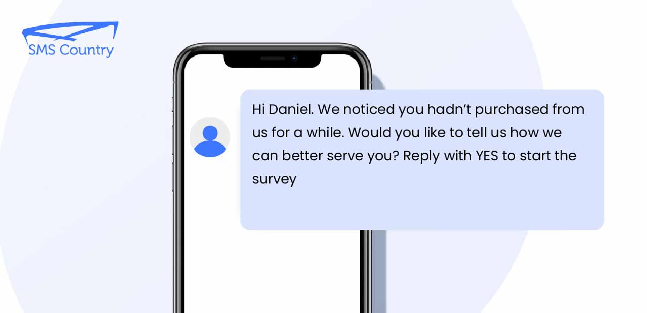 SMS surveys for churn | A mobile screen displaying SMS surveys for churn template