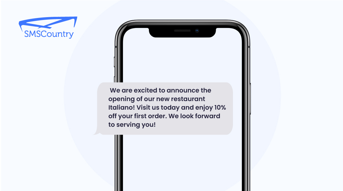 SMS template for opening a new restaurant message
