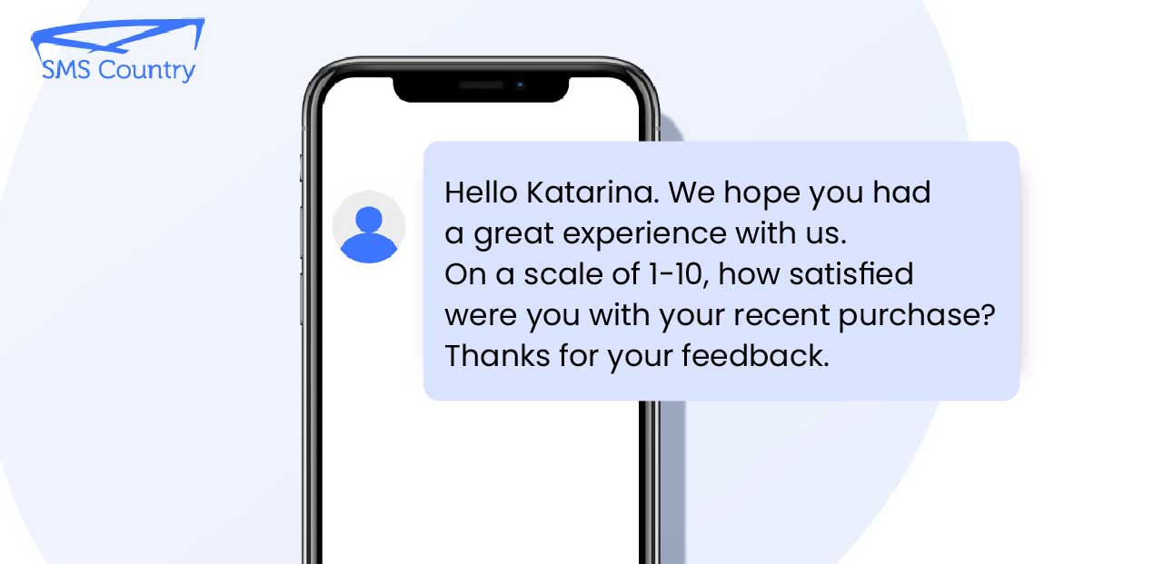 SMS Survey Templates | A mobile phone shows a Customer satisfaction survey SMS