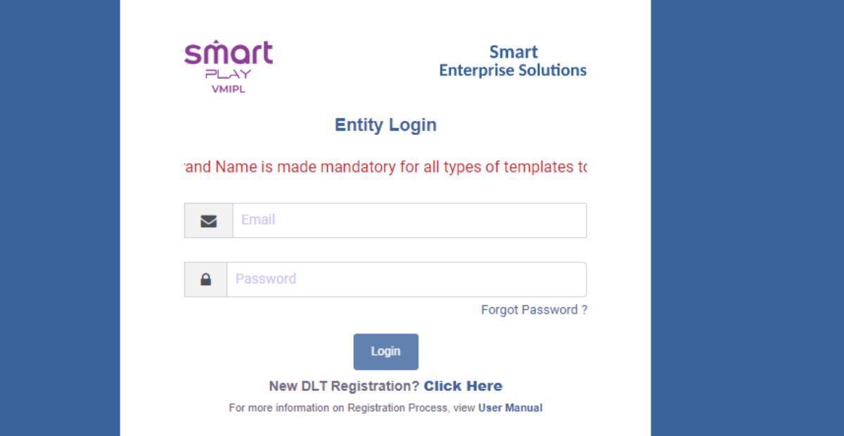 Screenshot showing steps for DLT Registration