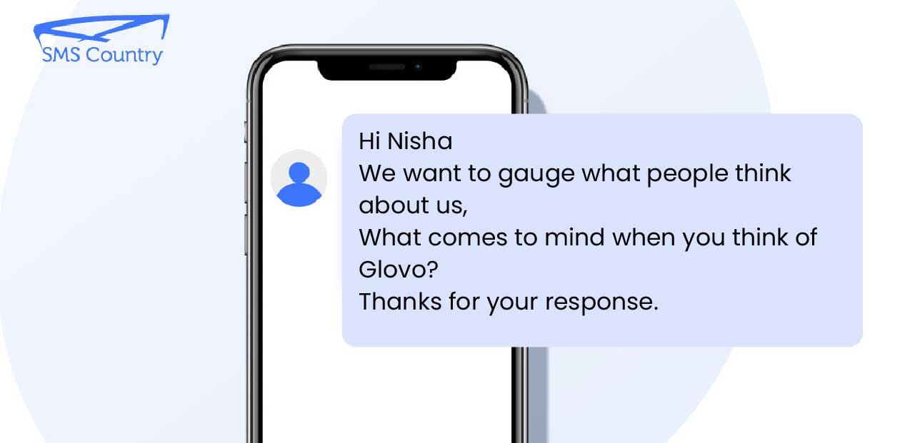 Brand awareness survey SMS Survey Templates | On a mobile phone displaying Brand awareness survey SMS