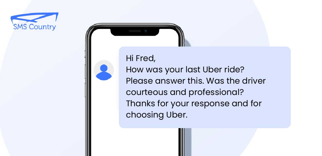 SMS Survey Templates | On a mobile phone displaying transport survey SMS message
