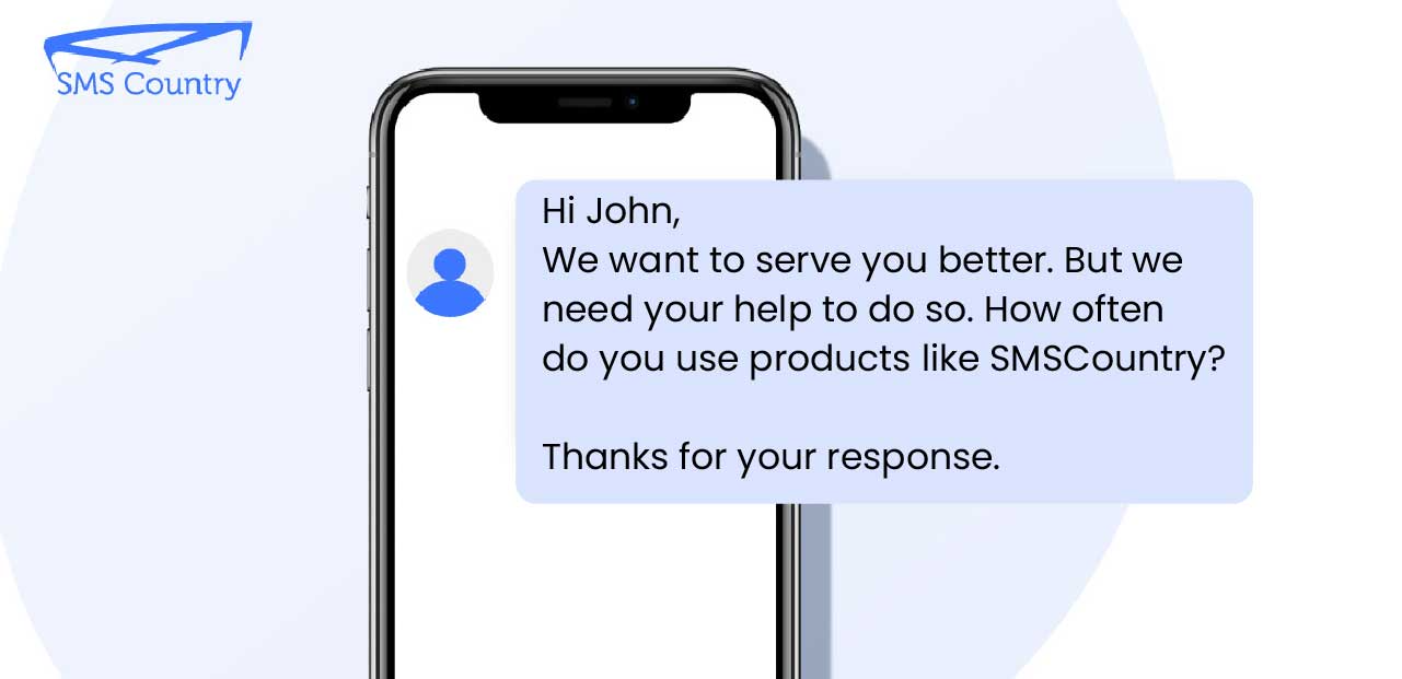 Market research survey SMS Survey Templates | On a mobile phone displaying Market research survey SMS