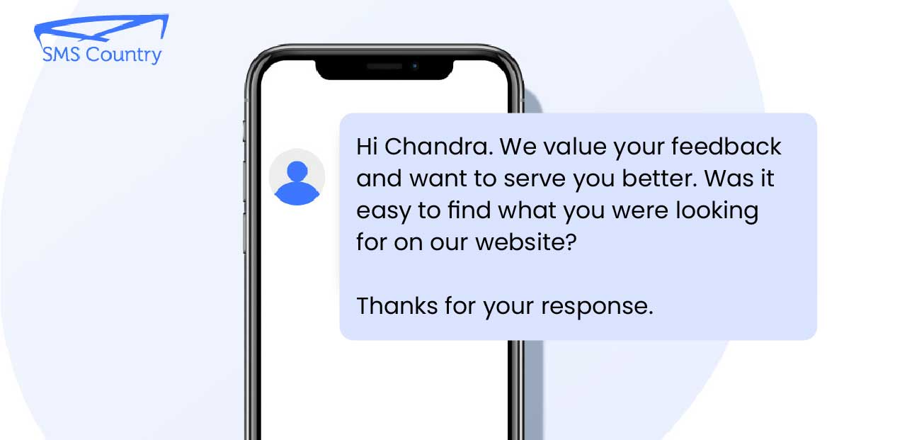 SMS Survey Templates | On a mobile phone displaying Customer experience survey 

