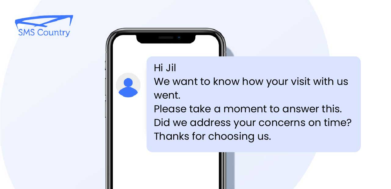 Healthcare survey SMS Survey Templates | On a mobile phone displaying Health survey SMS message
