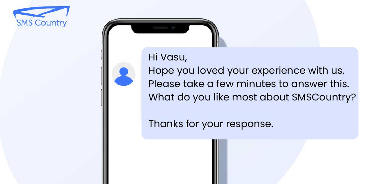 SMS Survey Templates | On a mobile phone displaying User testing survey  SMS