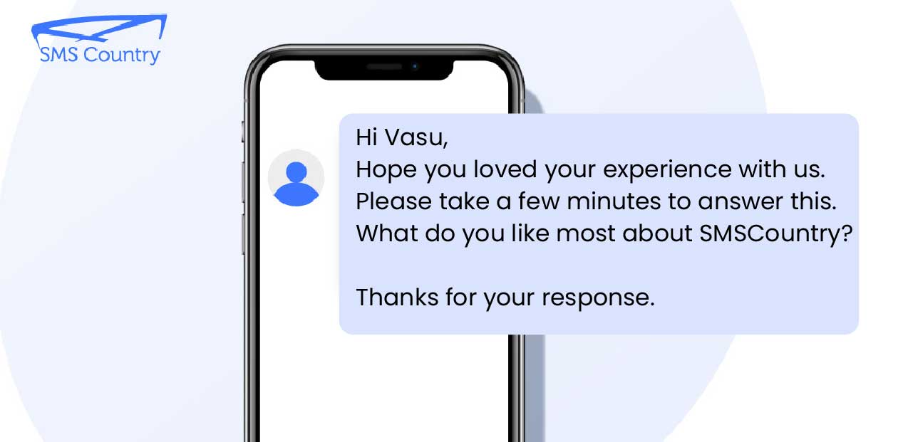 User testing survey SMS Survey Templates | On a mobile phone displaying User testing survey SMS