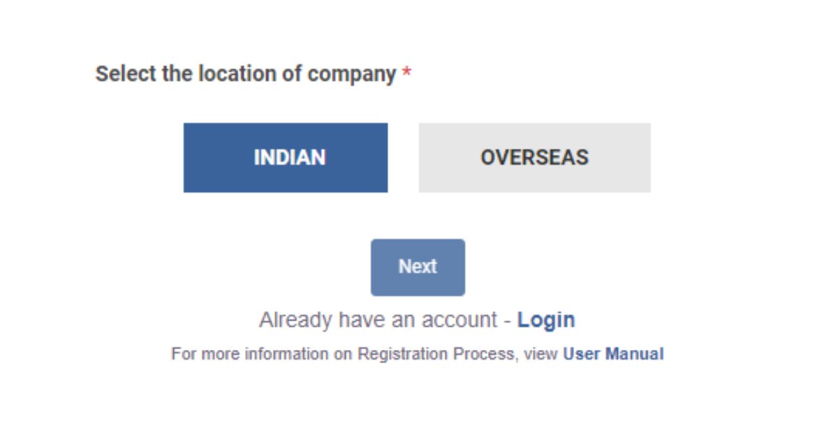 steps for selecting company location | Videocon DLT Registration