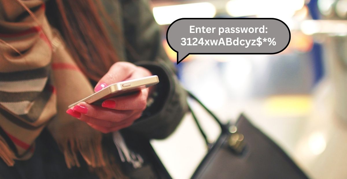 Strong-passwords-increase-business-security The hand of a woman entering her strong password on her iphone
