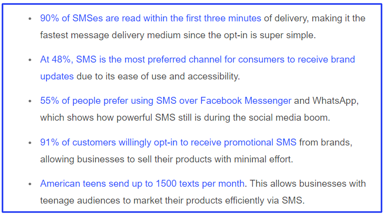 SMS in E-Commerce | Image is showing reasons why SMS is the fastest marketing channel