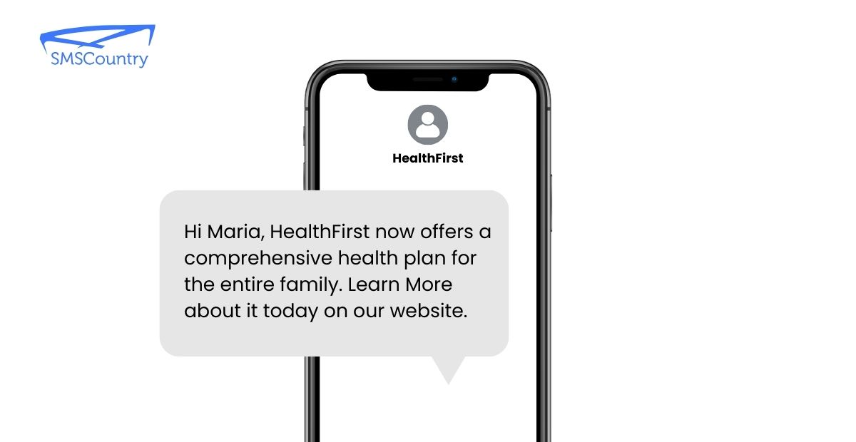 Health plan SMS Call to action example