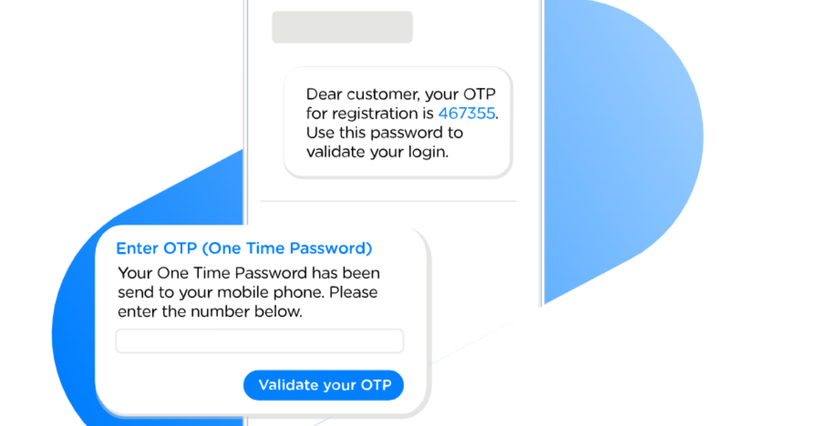 cybersecurity statistics for 2023 | Two registration OTPs in display in two shades of blue and a white background