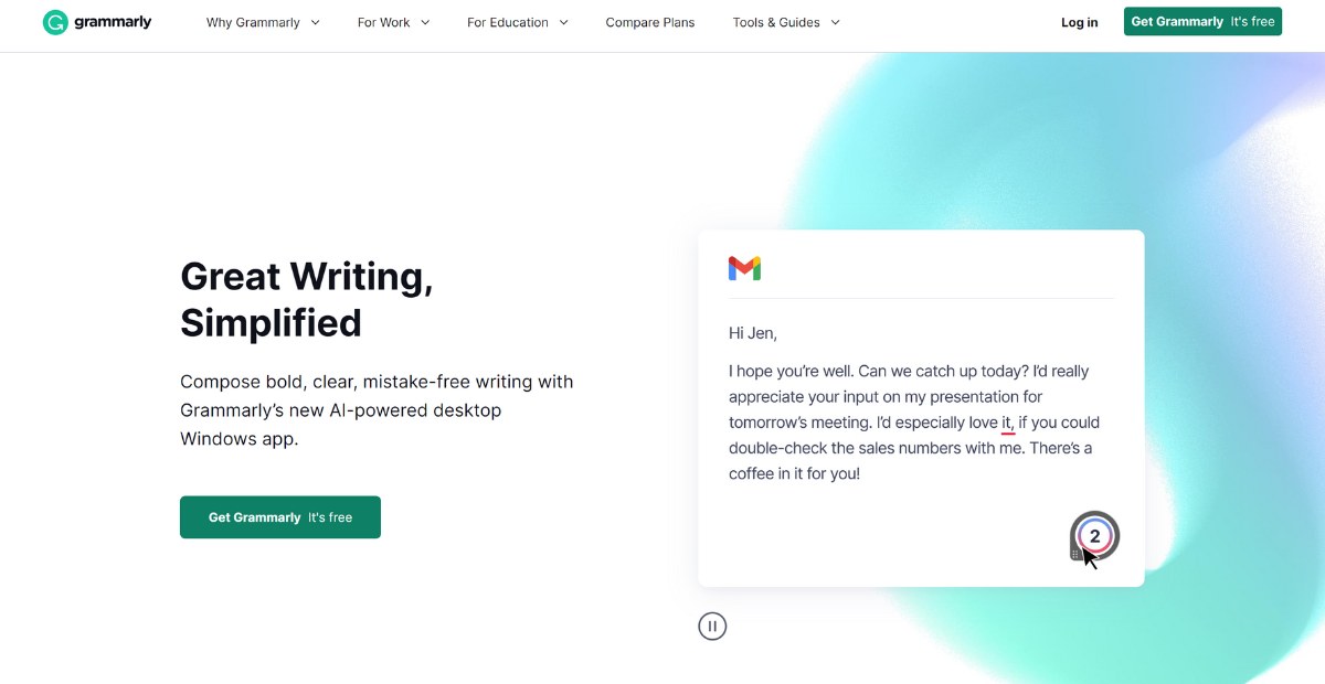 Grammarly AI tool for education business | Grammarly signup page