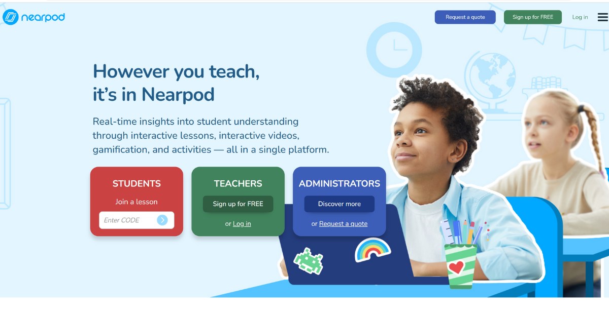 Nearpod AI tool for education business | Nearpod-signup-page