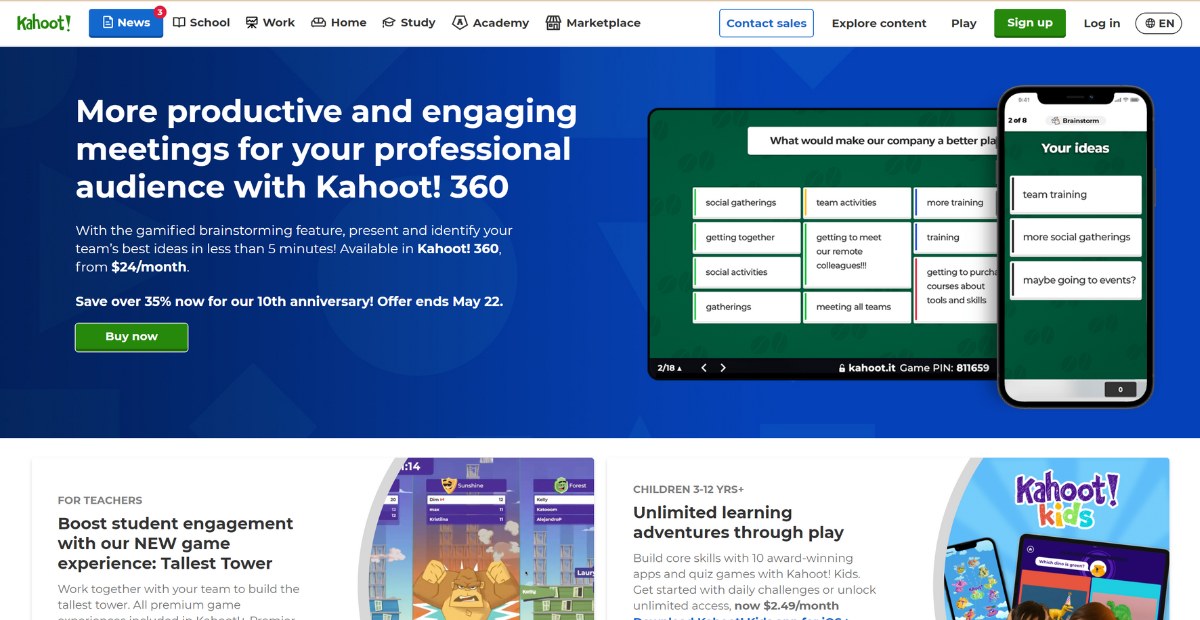 Kahoot AI tool for education business | Kahoot-signup-page