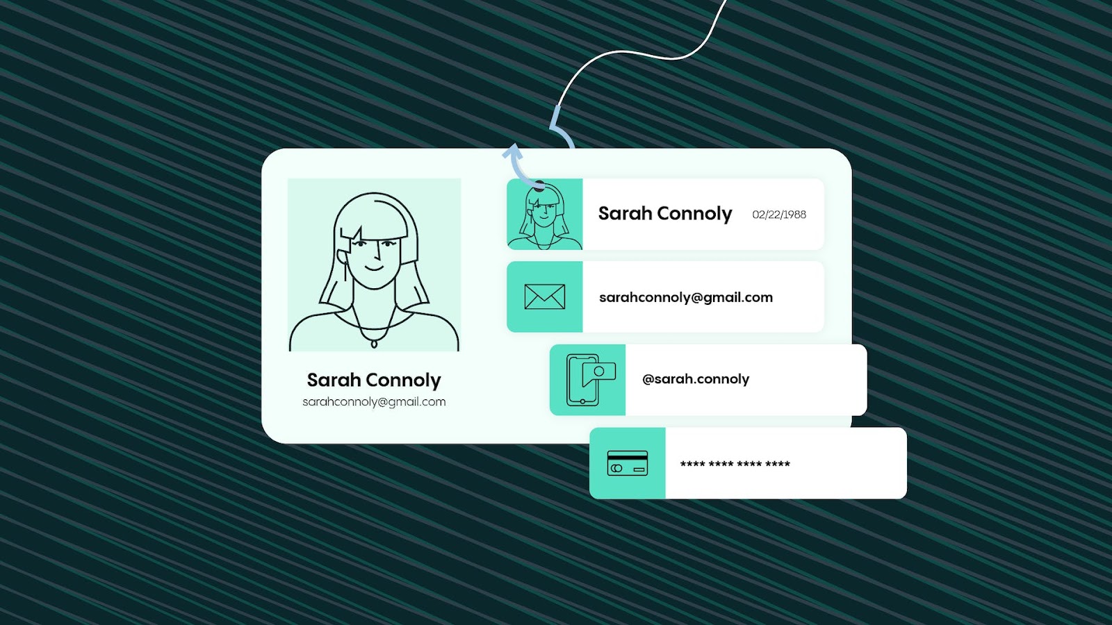 passport size vector image of a girl with multiple login credentials in this blog on financial identity fraud