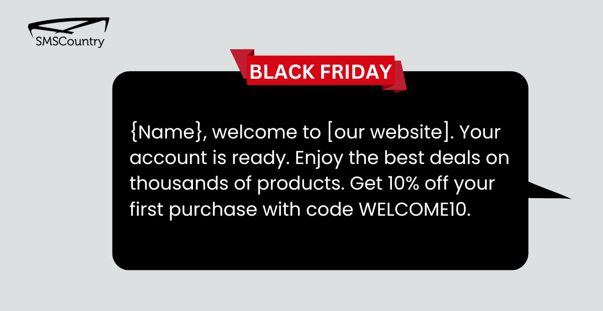 Account creation SMS Templates to Sell More This Black Friday and Cyber Monday (BFCM) 