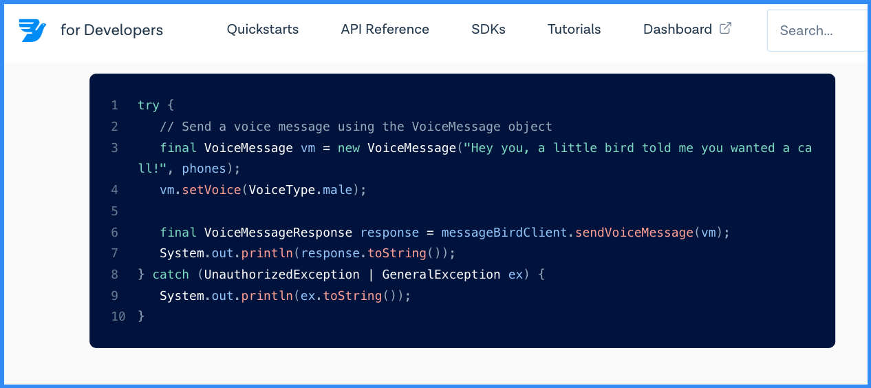 Dashboard of Bird (formerly MessageBird), one of the best Voice SMS service providers.