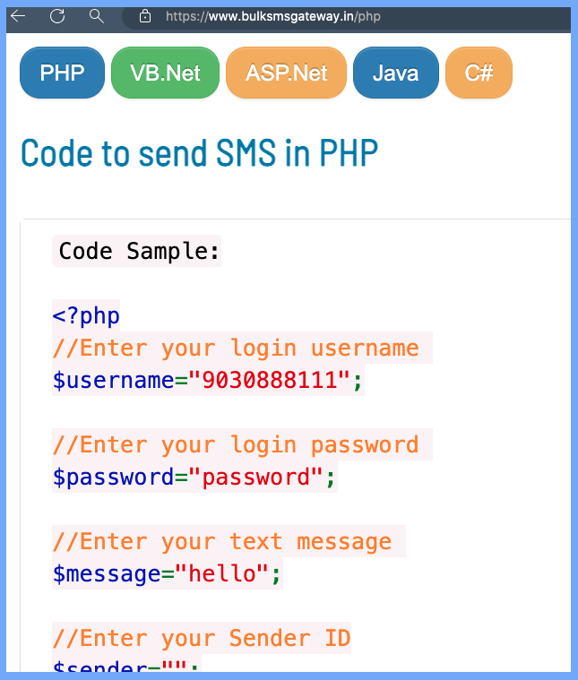 PHP dashboard of BulkSMSgateway, one of the best Voice SMS service providers.
