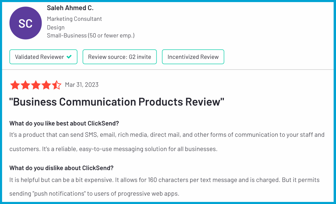 ClickSend Voice SMS user review