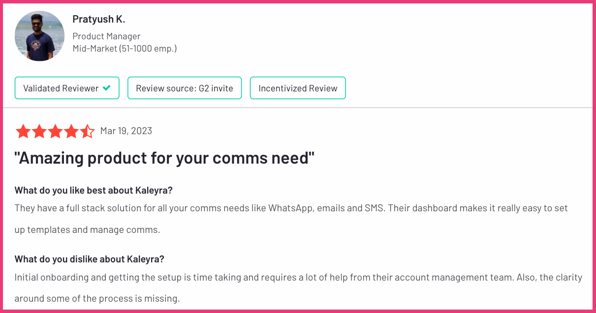 Kaleyra Voice SMS user review