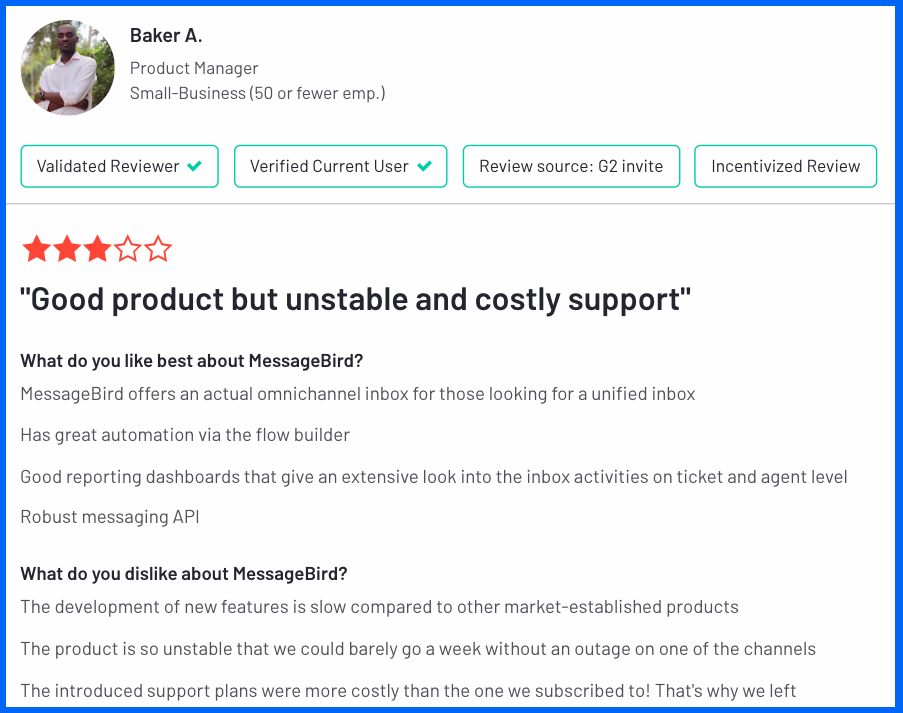Bird (MessageBird) Voice SMS user review