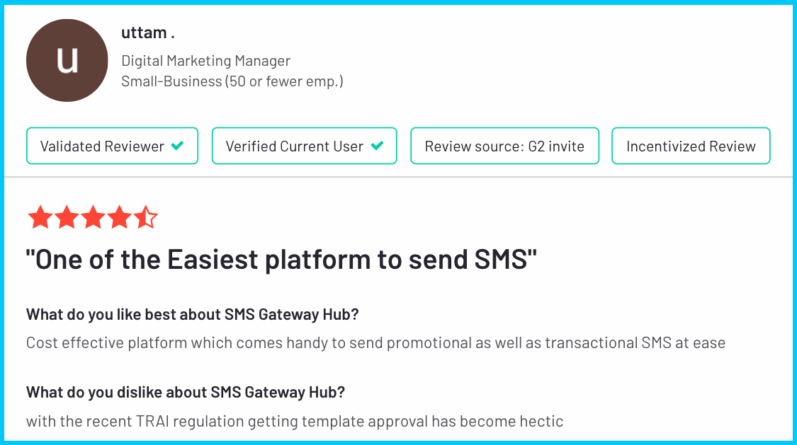 SMSGatewayHub Voice SMS user review