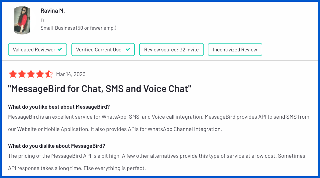 Bird (MessageBird) Voice SMS user review
